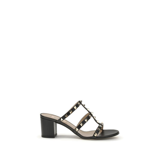 Valentino Garavani Black Calf Leather Bos Taurus Platform Sandals