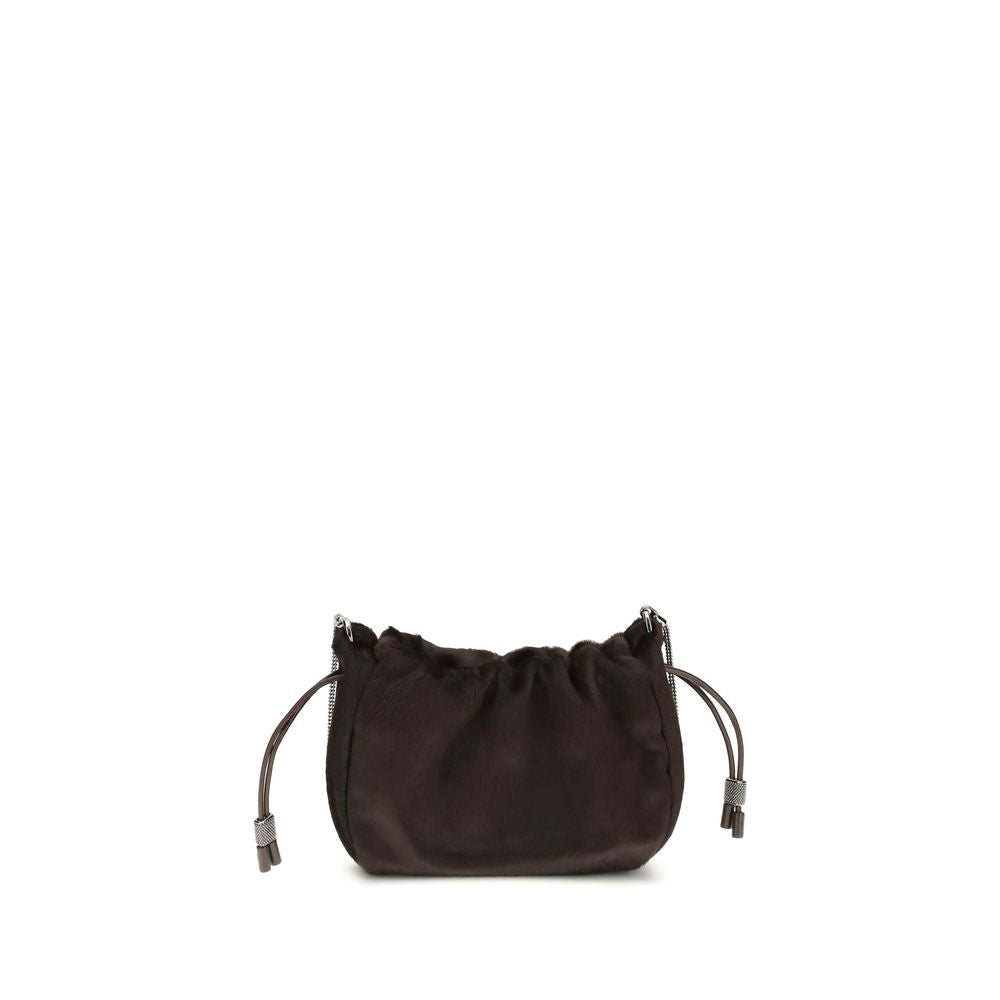 Brunello Cucinelli Brown Fur Shoulder Bag