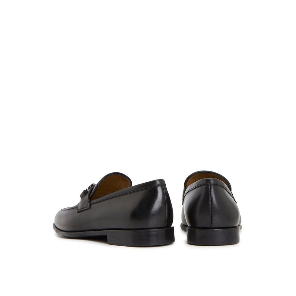 Salvatore Ferragamo Black Calfskin Slip-On Loafers