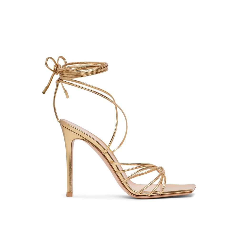 Gianvito Rossi Gold Calfskin Stiletto Heel Sandals
