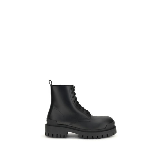 Balenciaga Black Calf Leather Bos Taurus Lace-Up Boots