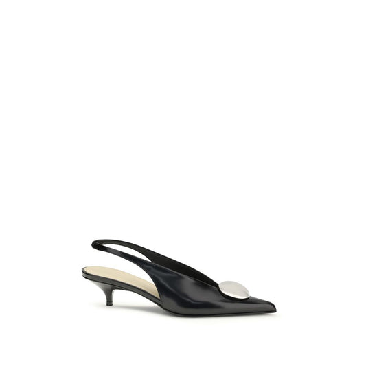Proenza Schouler Black Calf Leather Bos Taurus Mid Heel Pumps