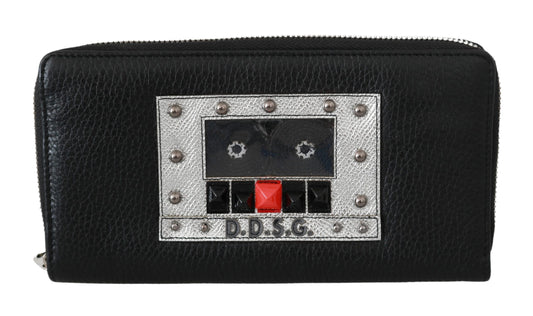 Dolce & Gabbana Black Mens Zipper Continental Purse 100% Leather Wallet