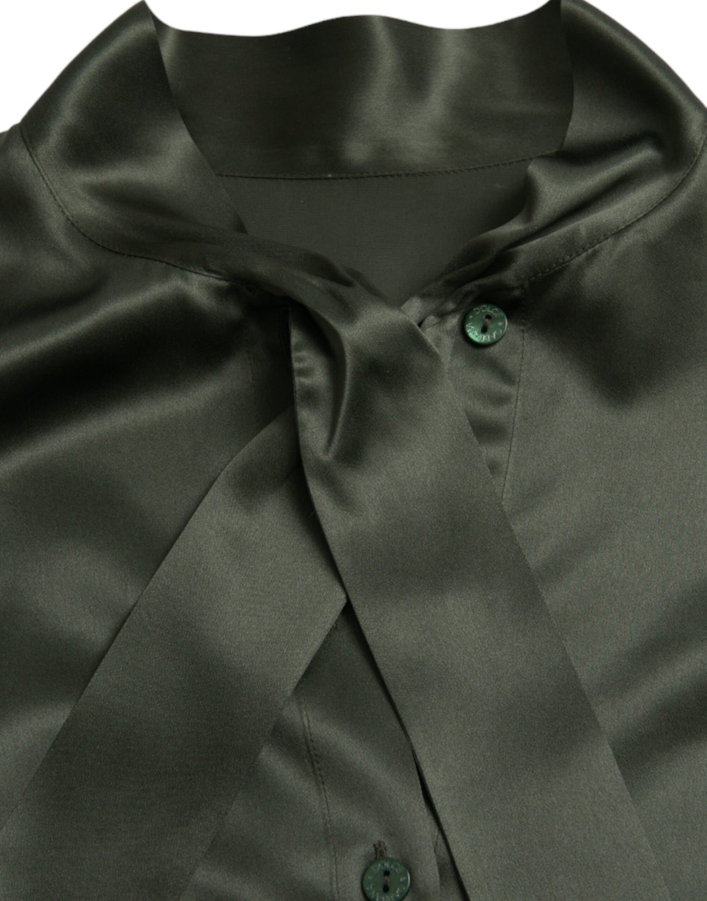 Dolce & Gabbana Gray Long Sleeves Ascot Collar Blouse Top