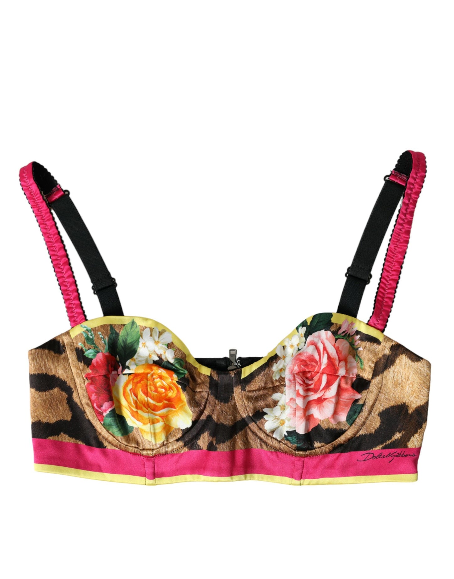 Dolce & Gabbana Multicolor Floral Sleeveless Bustier Crop Top
