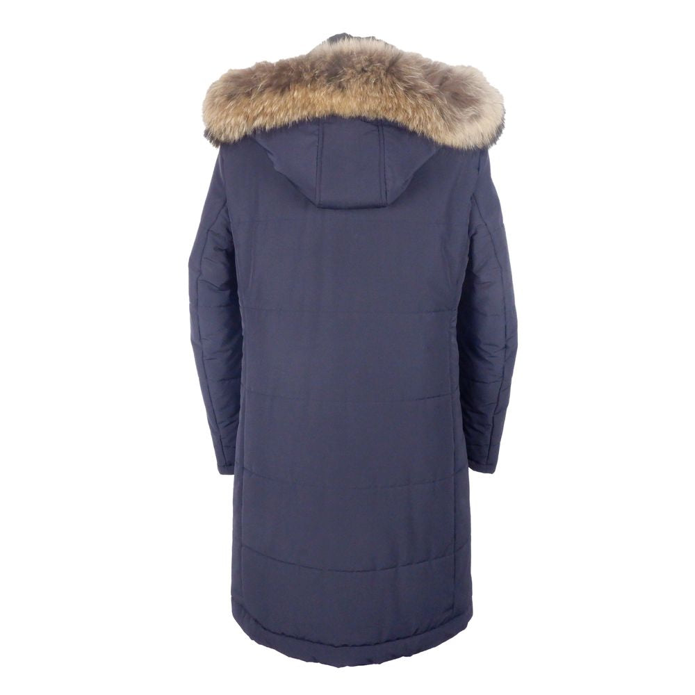 Made in Italy Blue Wool Men Raincoat