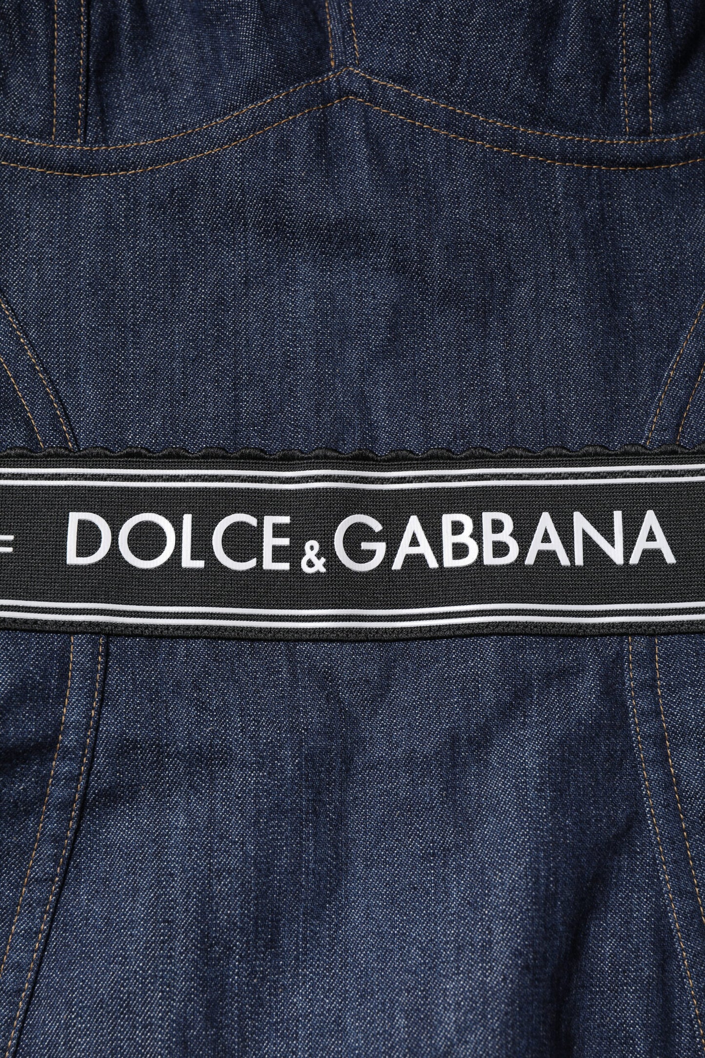 Dolce & Gabbana Blue Cotton Stretch Sleeveless Bodycon Denim Bodysuit