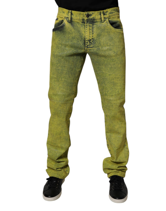 Dolce & Gabbana Yellow Cotton Stretch Skinny Men Denim Jeans