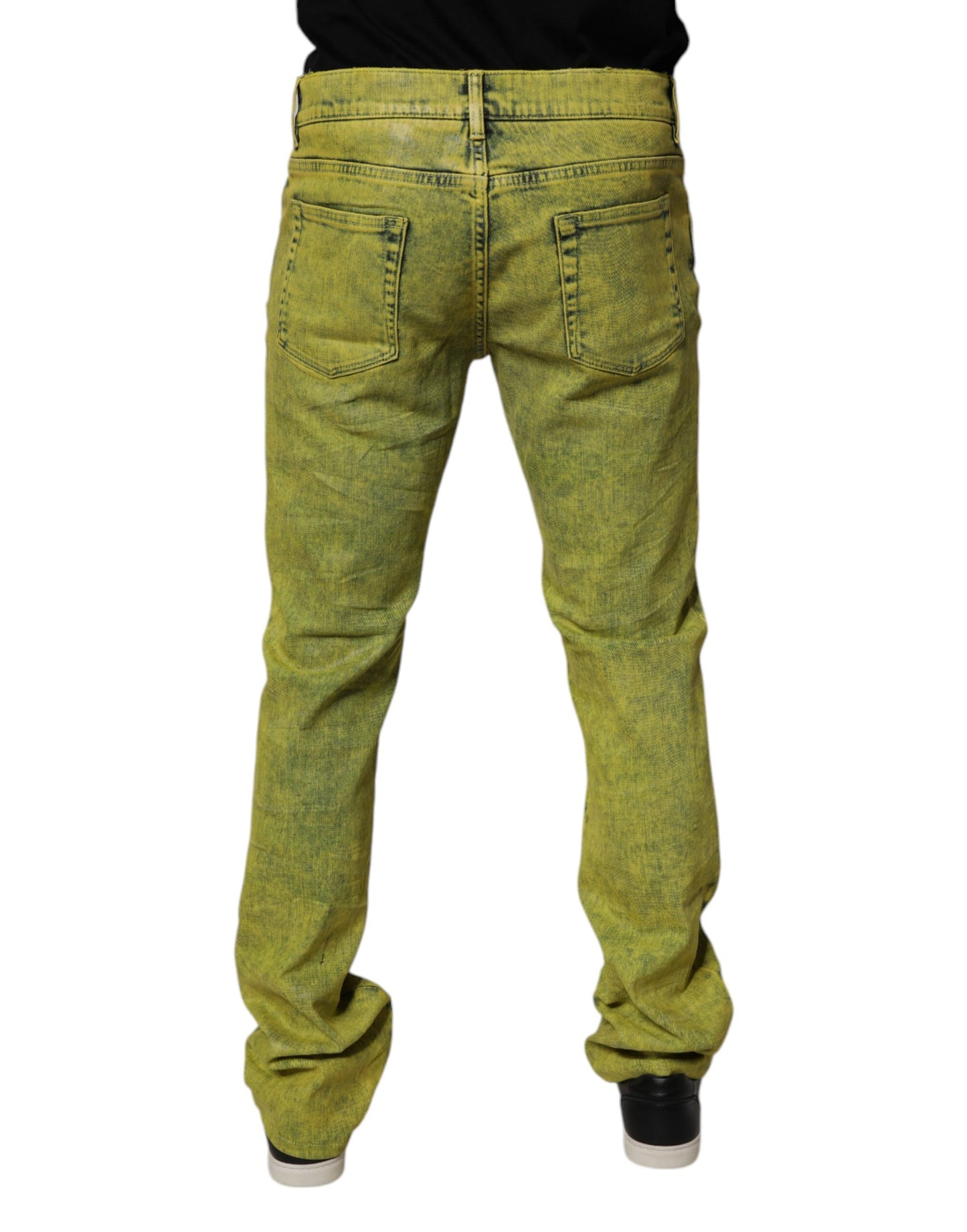 Dolce & Gabbana Yellow Cotton Stretch Skinny Men Denim Jeans