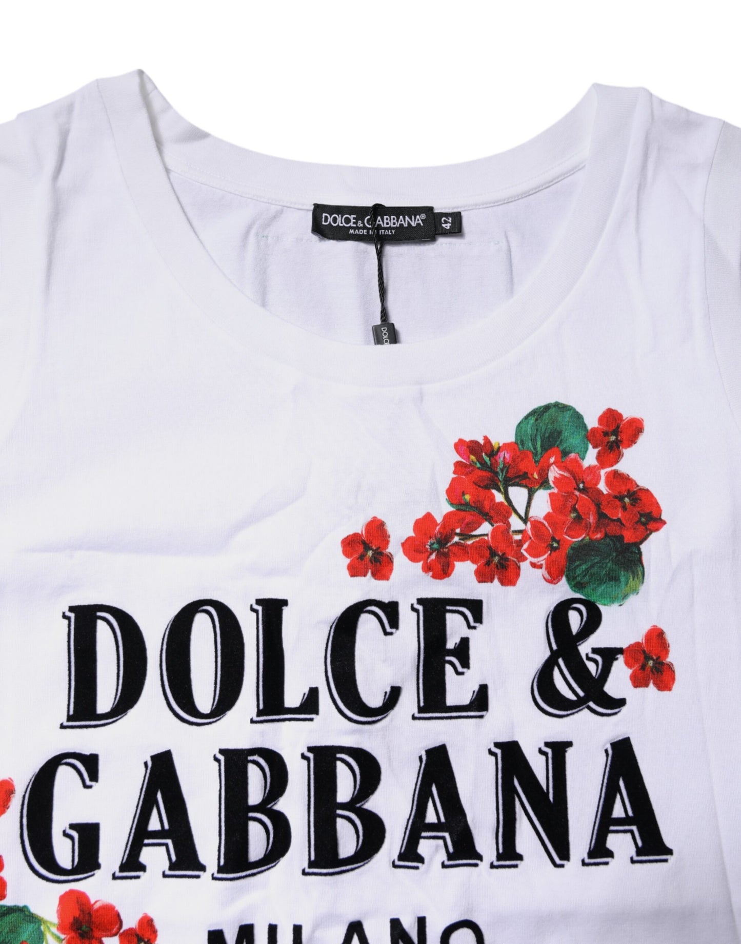 Dolce & Gabbana White Floral Printed Cotton Sleeveless T-shirt