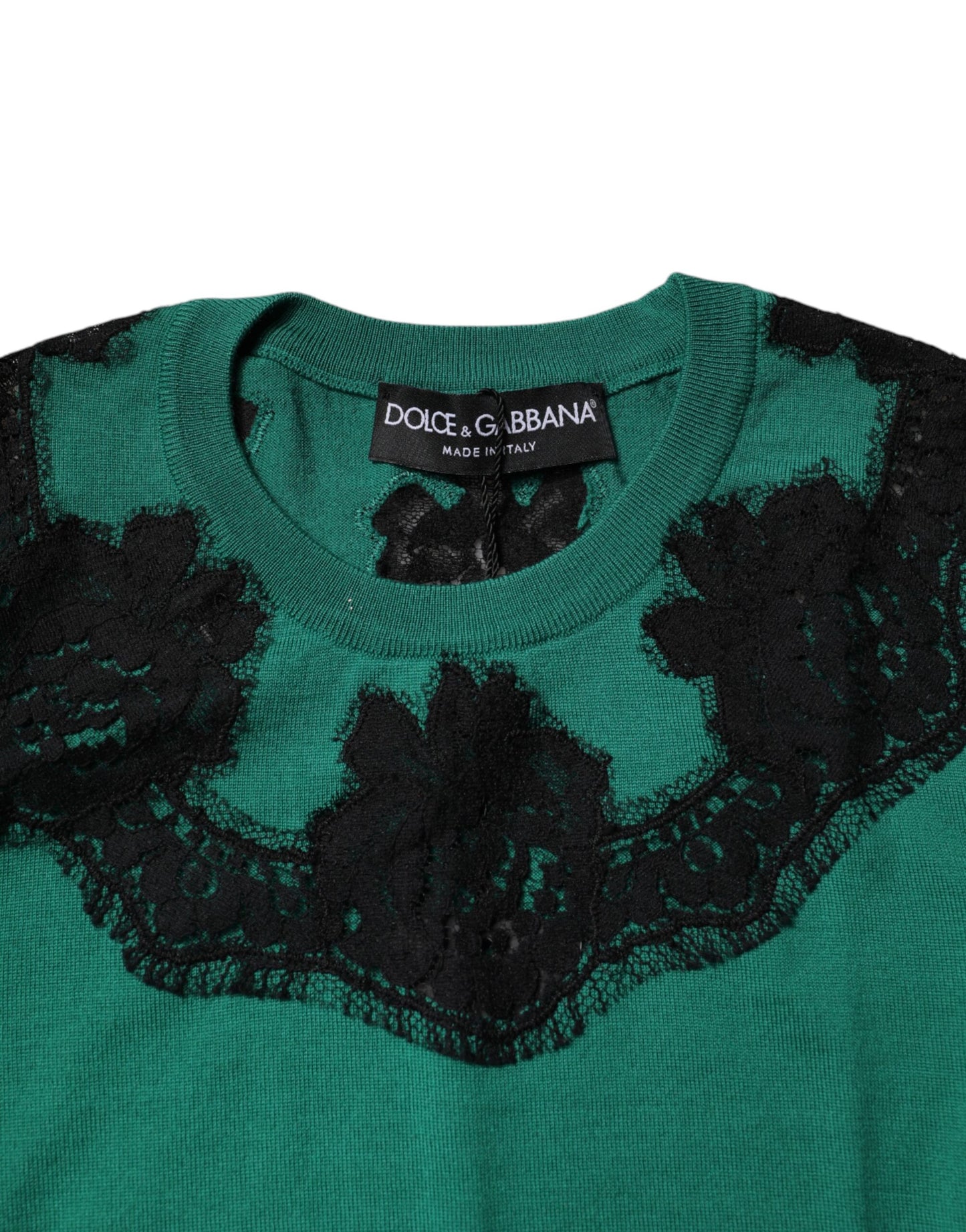 Dolce & Gabbana Green Wool Lace Detail Sleeveless Tank Top
