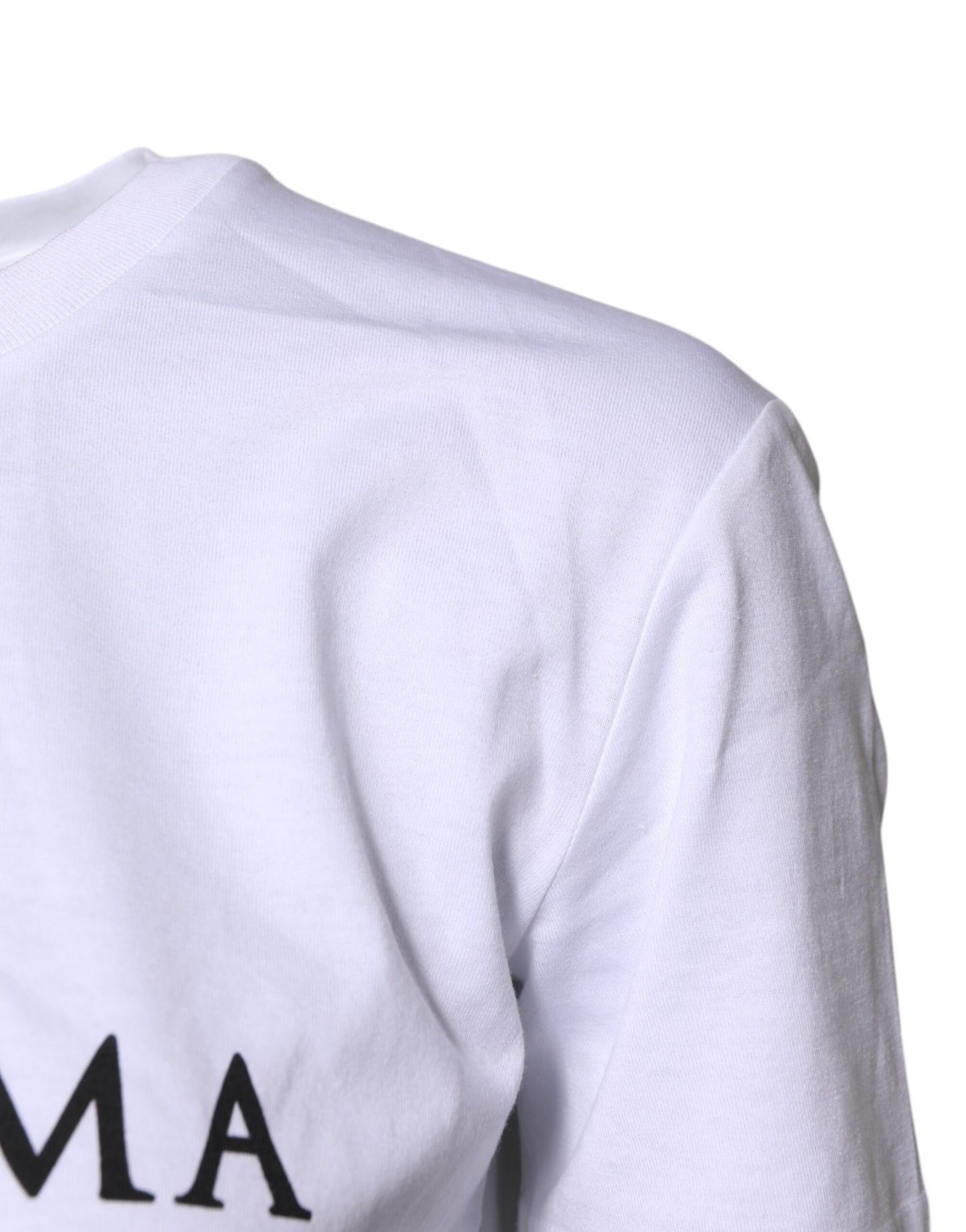 Dolce & Gabbana White Cotton Printed Round Neck Top T-shirt