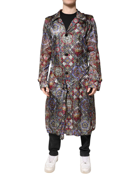 Dolce & Gabbana Multicolor Royal Bee Crown Trench Coat Jacket