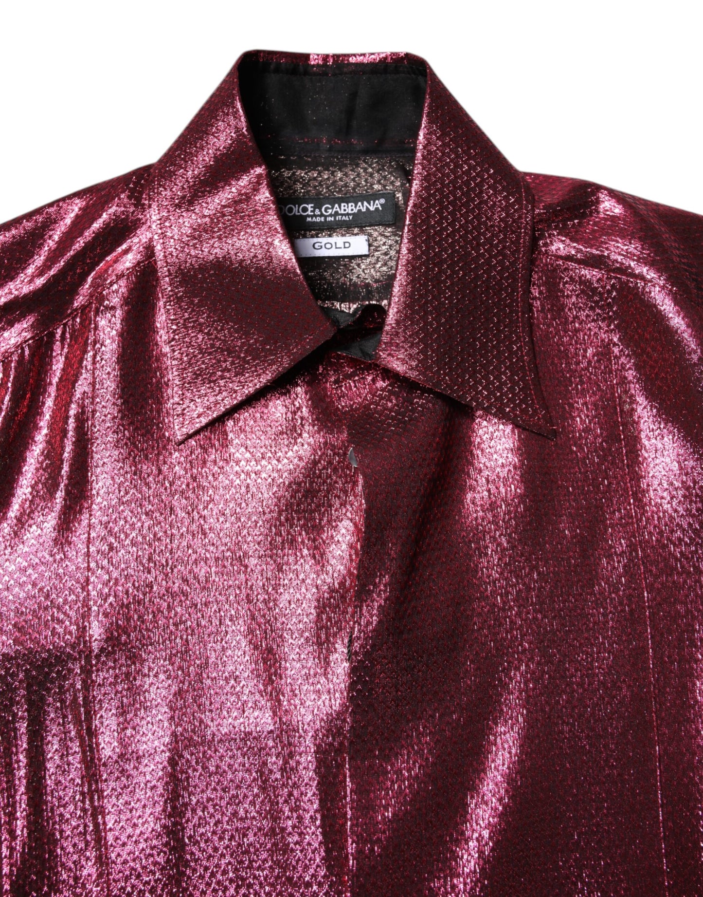 Dolce & Gabbana Metallic Red Cotton GOLD Dress Formal Shirt