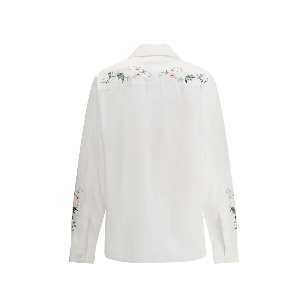 Baziszt White Cotton Pattern Shirt