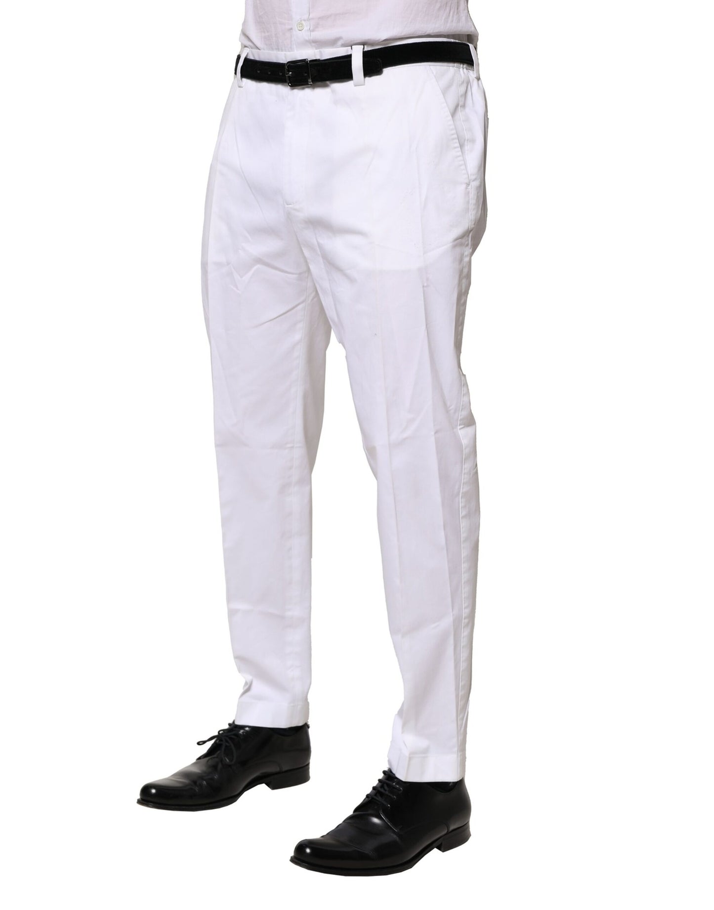 Dolce & Gabbana White Cotton Dress Slim Formal Pants