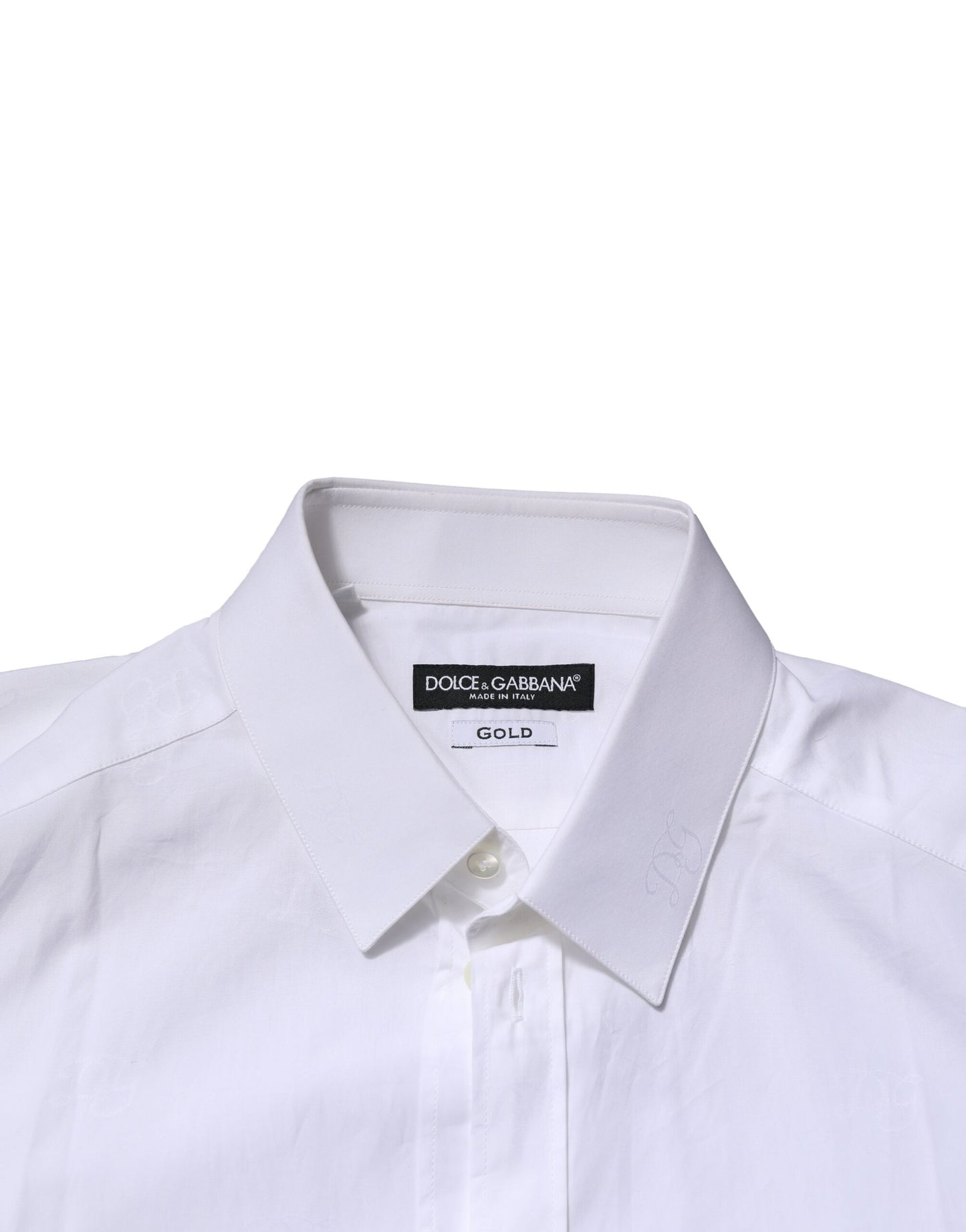 Dolce & Gabbana White GOLD Long Sleeves Dress Formal Shirt