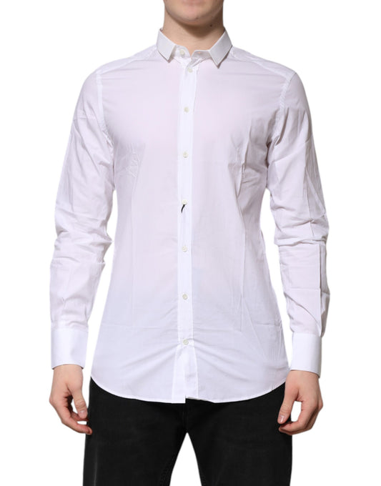 Dolce & Gabbana White Cotton GOLD Long Sleeves Formal Shirt
