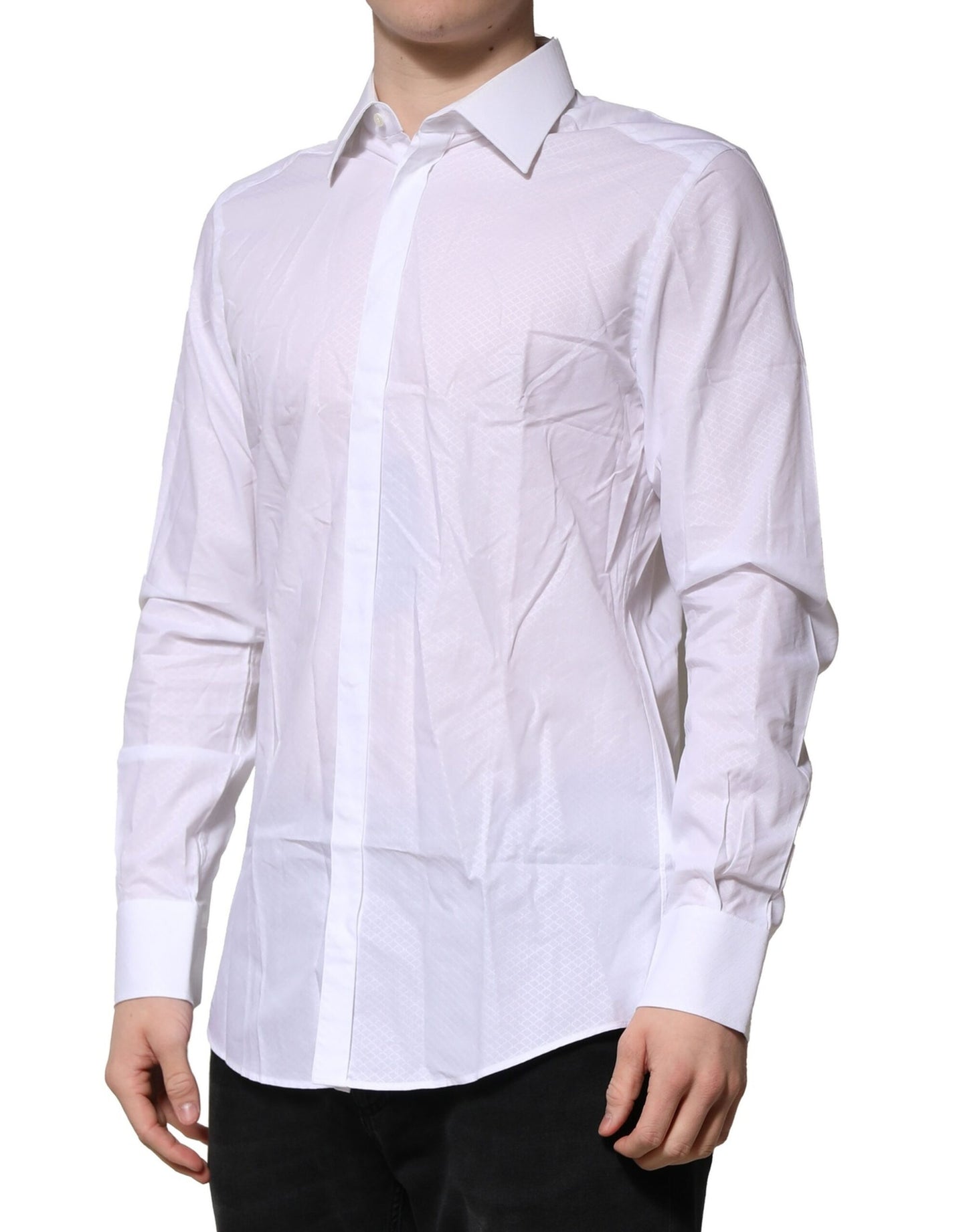 Dolce & Gabbana White MARTINI Long Sleeve Dress Formal Shirt