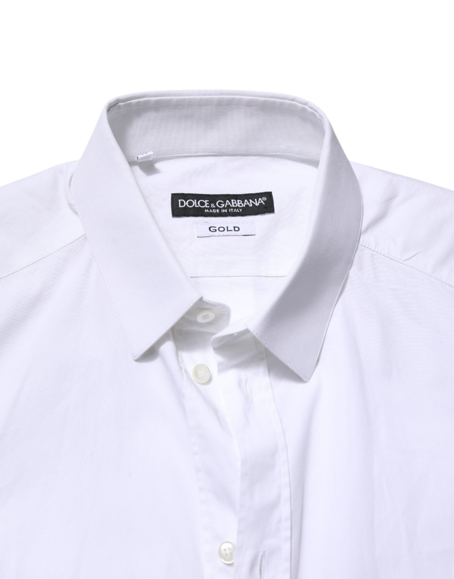 Dolce & Gabbana White GOLD Cotton Dress Formal Shirt