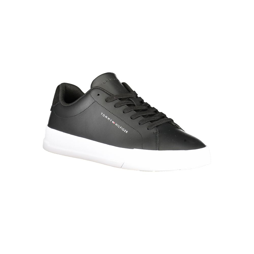 Tommy Hilfiger Black Leather Men Sneaker