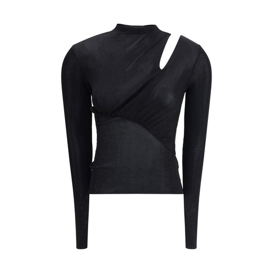 Self-Portrait Black Viscose Top