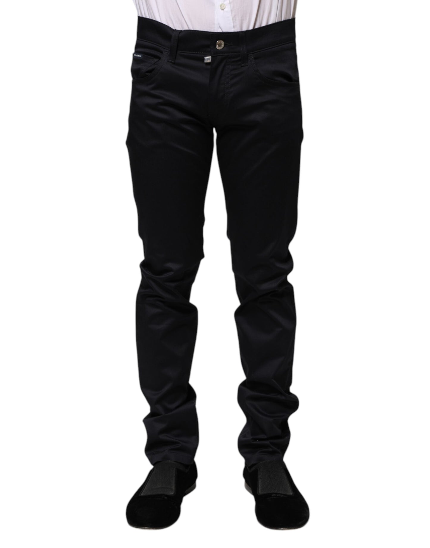 Dolce & Gabbana Black Cotton Skinny Mid Waist Pants