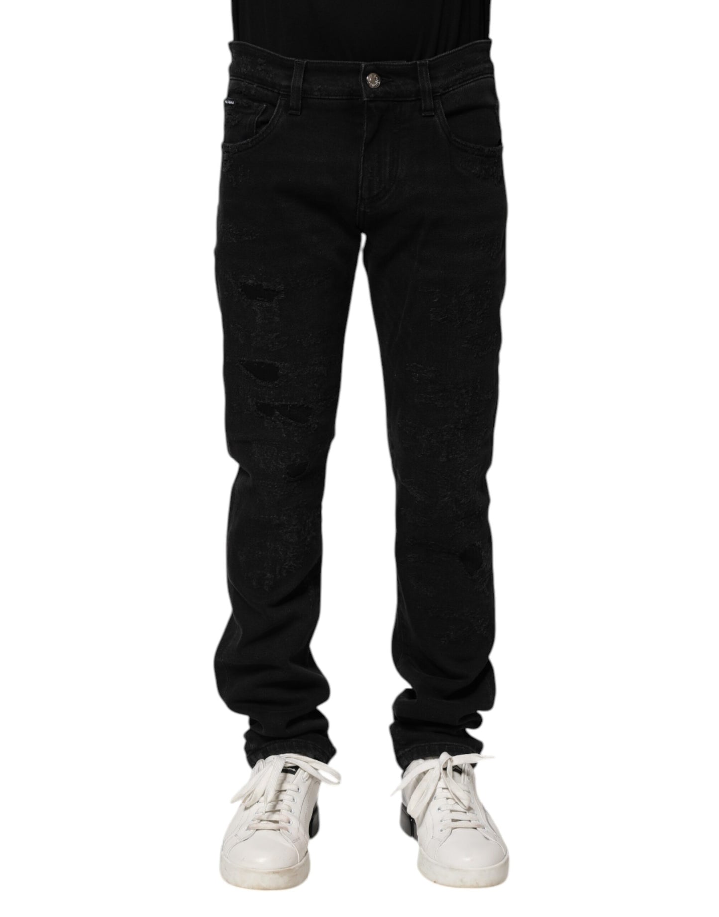 Dolce & Gabbana Black Cotton Skinny Men Denim Jeans
