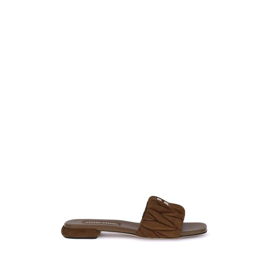 Miu Miu Black Lamb Ovis Aries Aries Flat Sandals