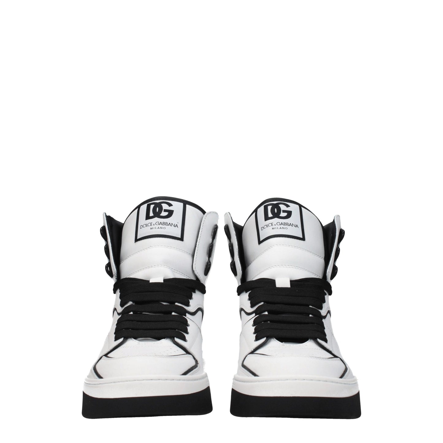 Dolce & Gabbana White Leather High Top Sneakers