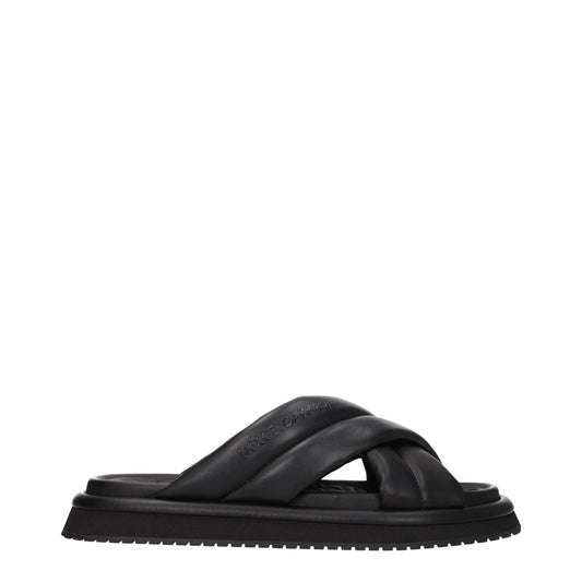 Dolce & Gabbana Black Leather Slippers