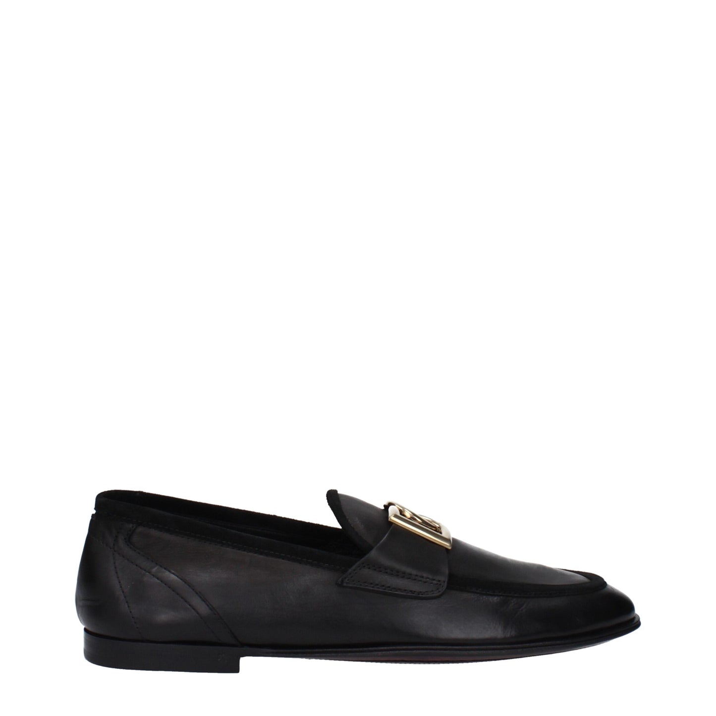 Dolce & Gabbana Black Leather Slip-On Loafers