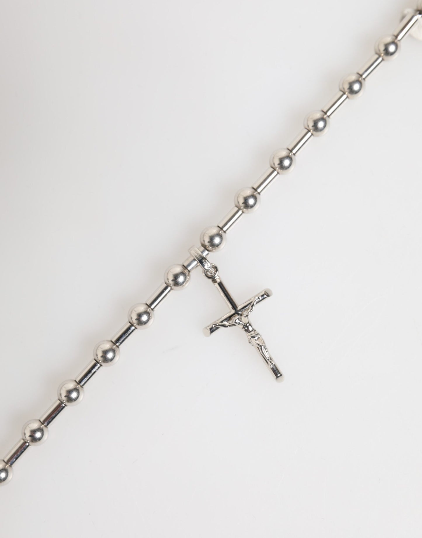 Dolce & Gabbana Silver Tone Brass Chain Religious Cross Pendant Necklace