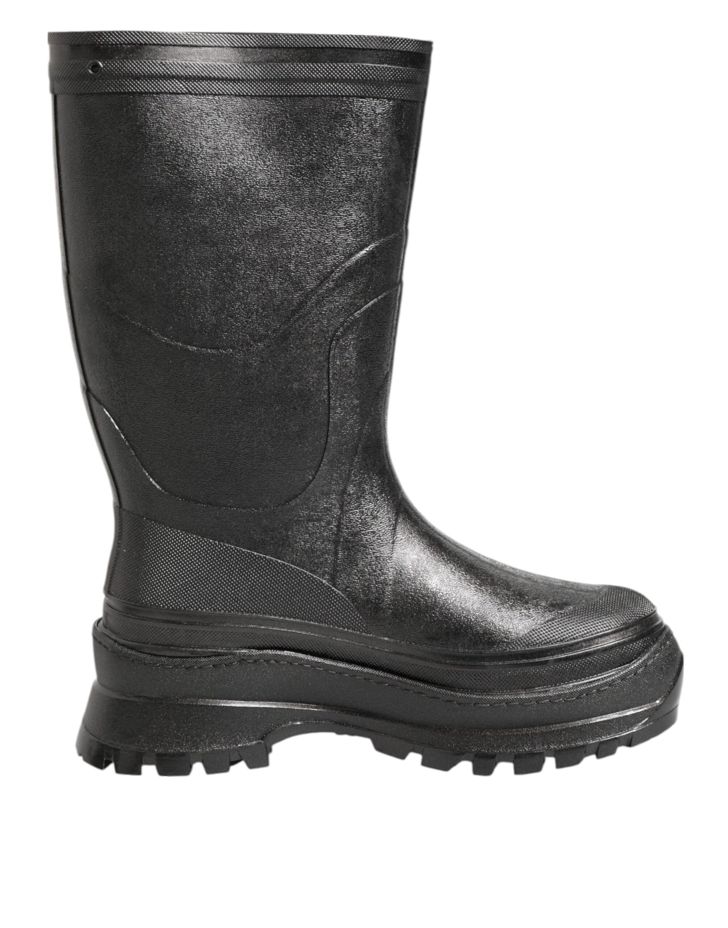 Dolce & Gabbana Metallic Black Pull On Rain Boots Men Shoes
