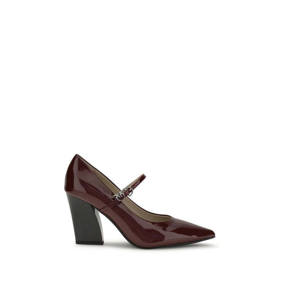 PINKO Bordeaux Calf Leather Bos Taurus Pumps