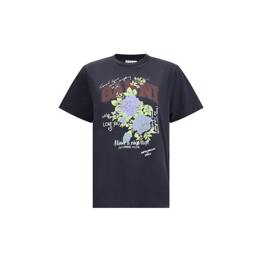 Ganni Black Cotton T-Shirt