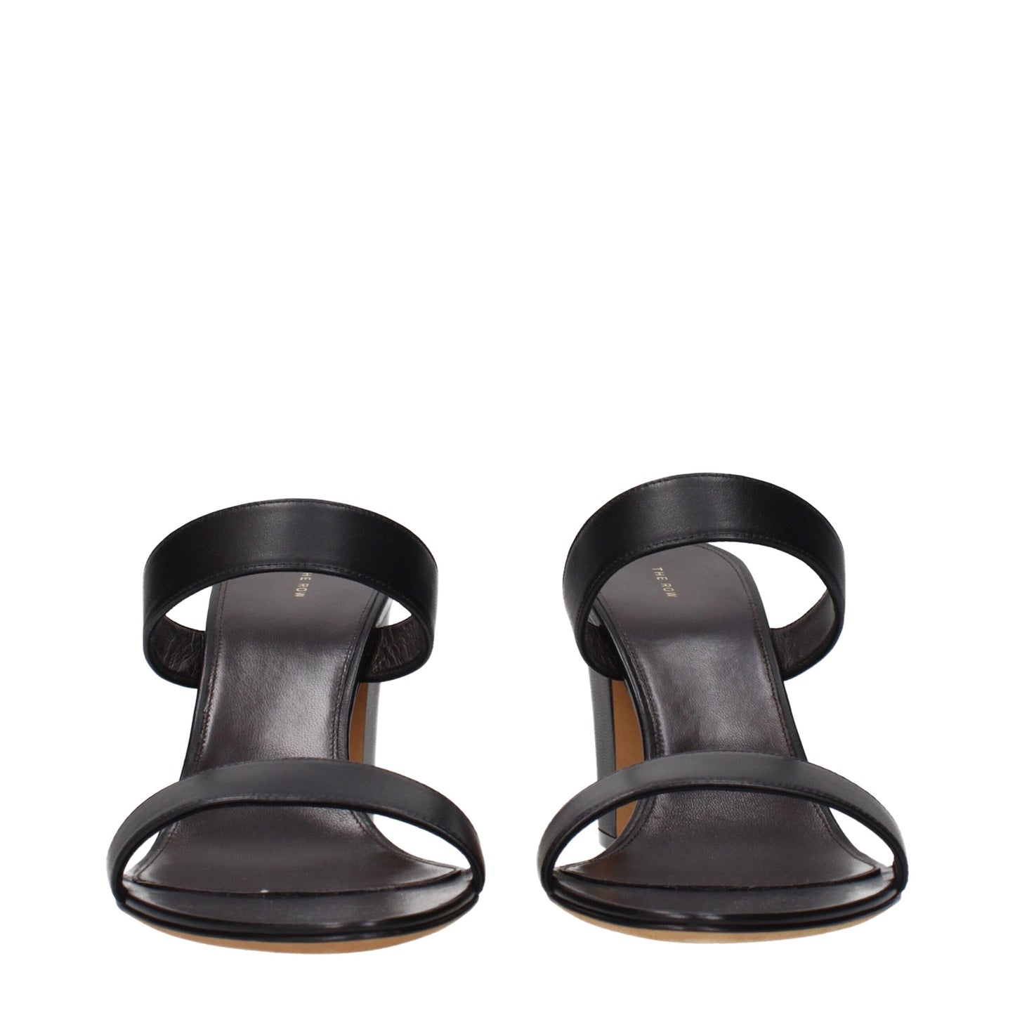 The Row Black Leather Stiletto Heels Sandals
