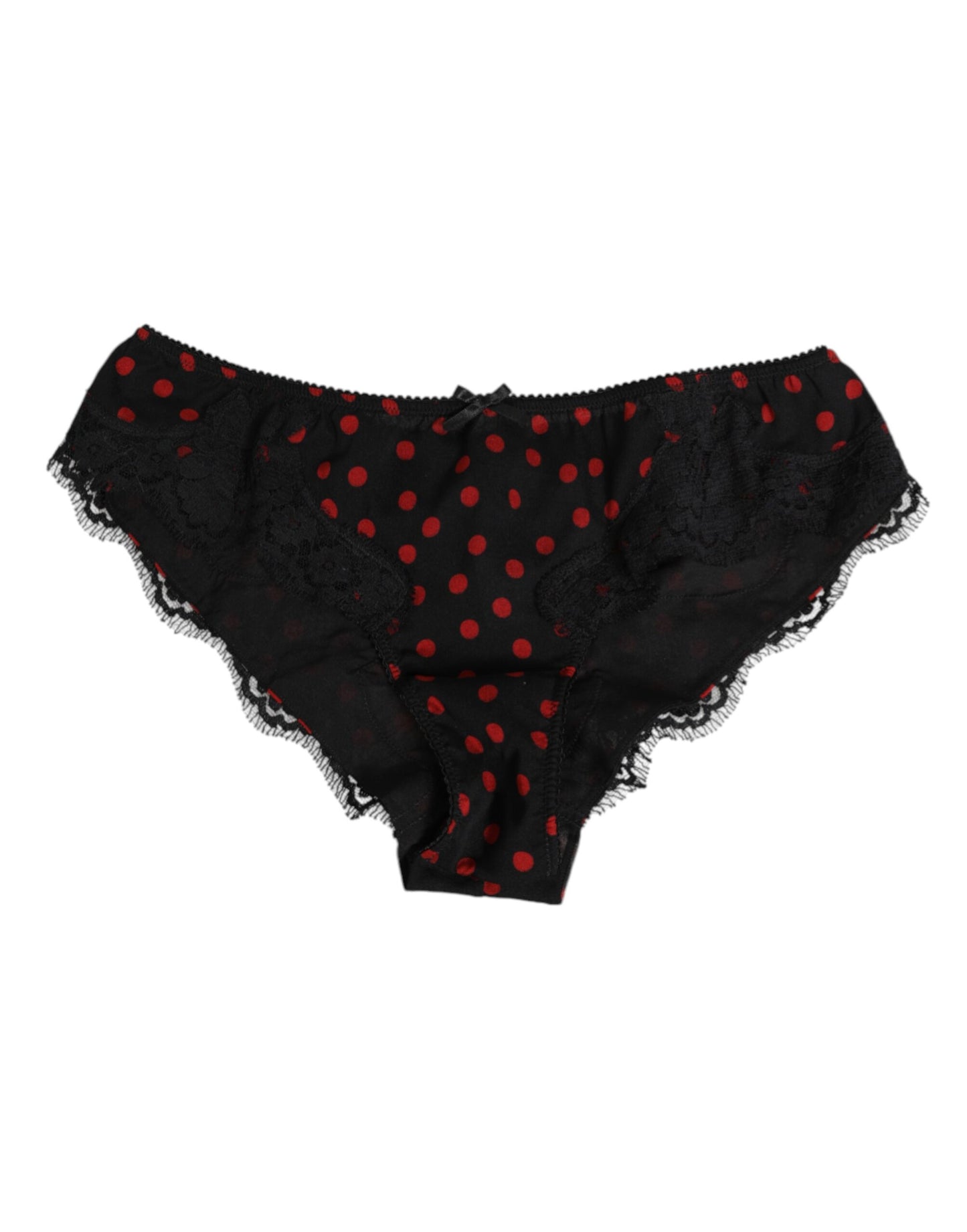 Dolce & Gabbana Black Polka Dotted Silk Low Waist Panty Underwear