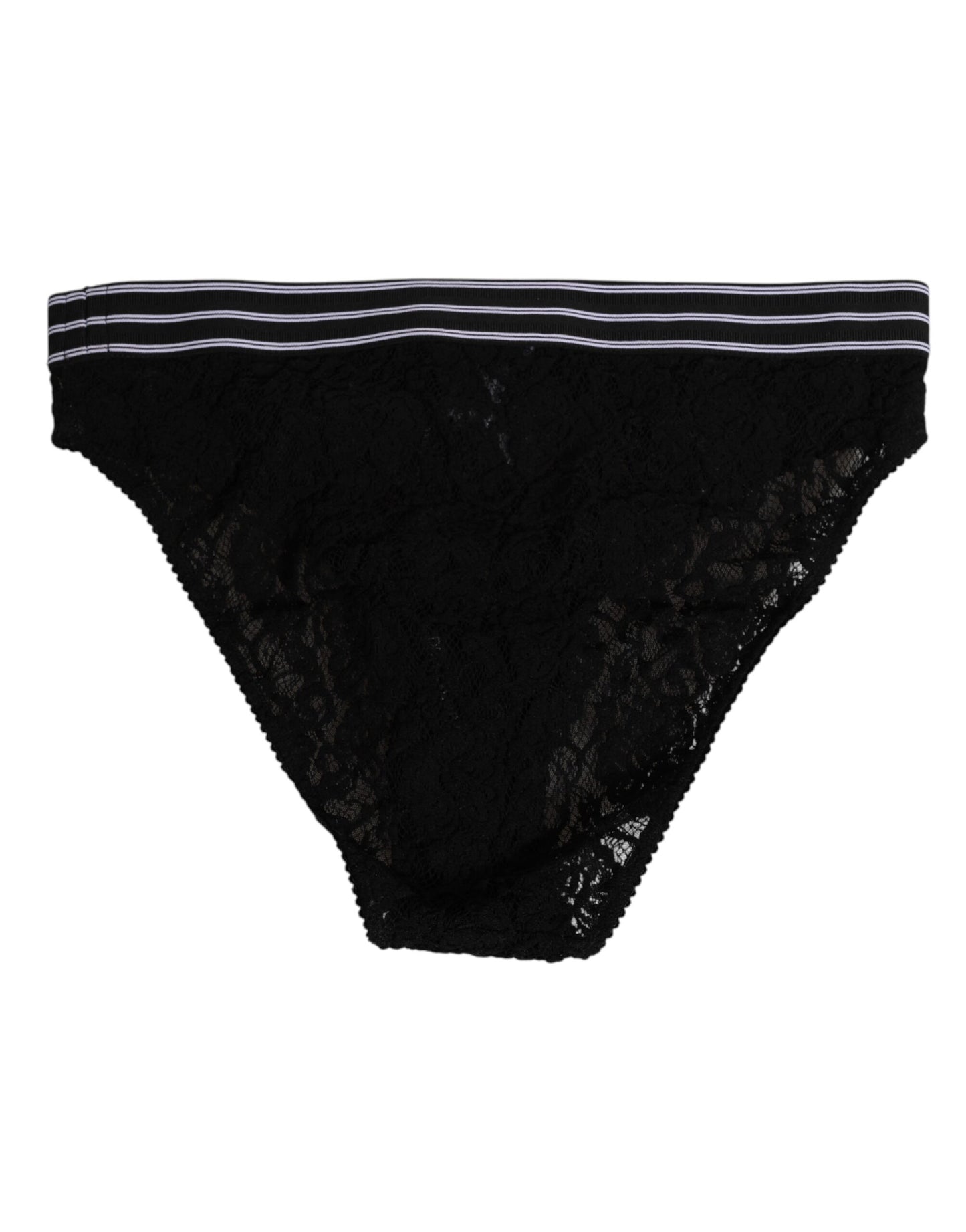 Dolce & Gabbana Black Lace Slip Brief Logo Waistband Underwear