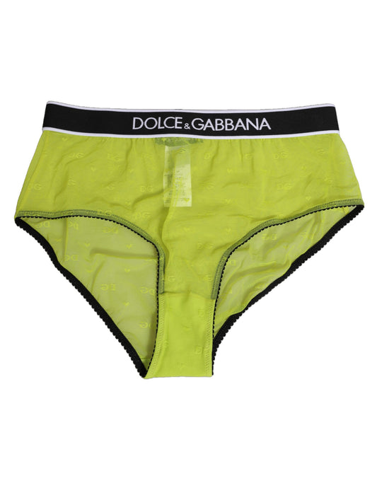 Dolce & Gabbana Green Nylon Logo Waistband Brief Panty Underwear