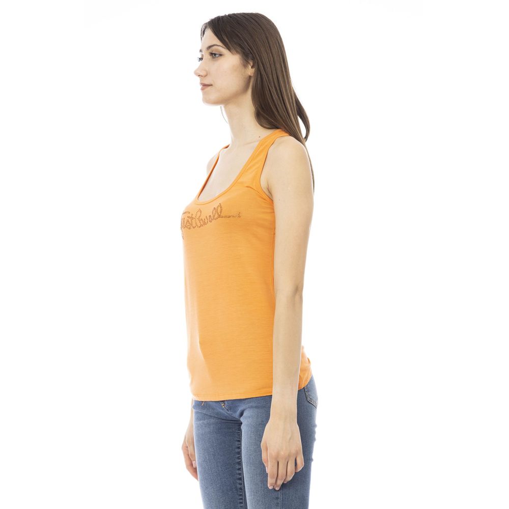 Just Cavalli Orange Viscose Tank Top