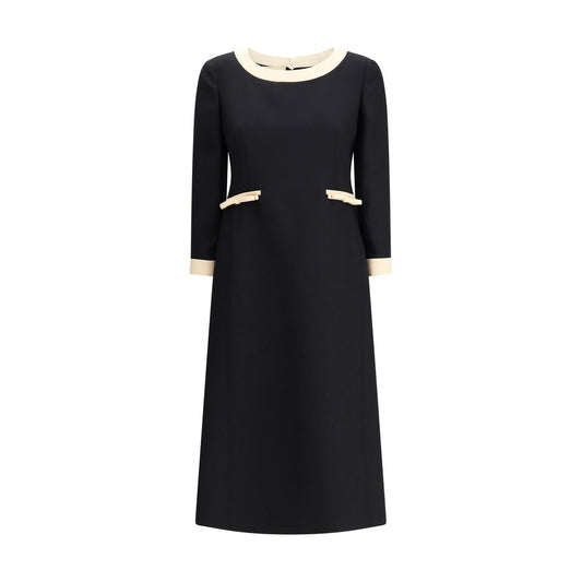 Valentino Black Fleece Wool Casual Dress