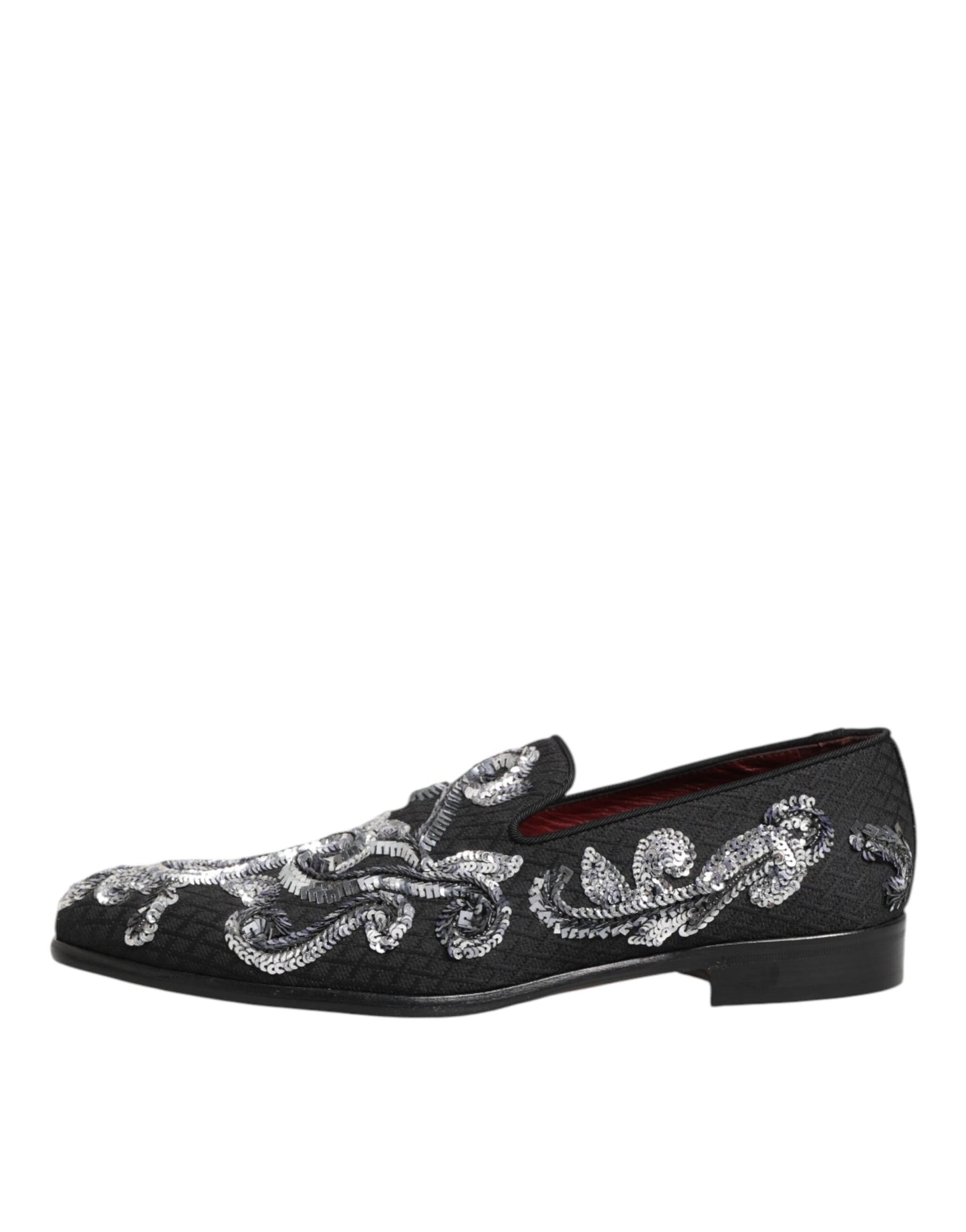 Dolce & Gabbana Black Silver Sequined Loafers Men Dress Shoes