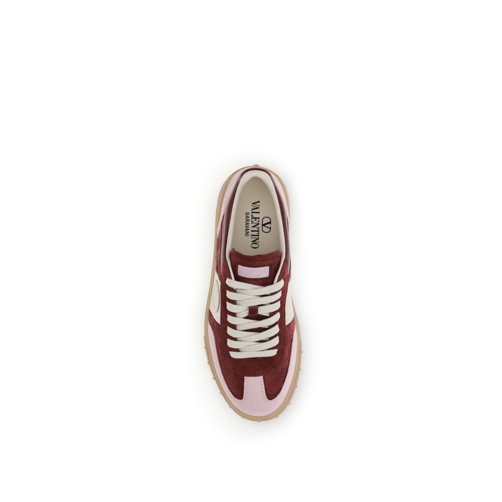 Valentino Garavani Red Calf Leather Bos Taurus Low Top Sneakers