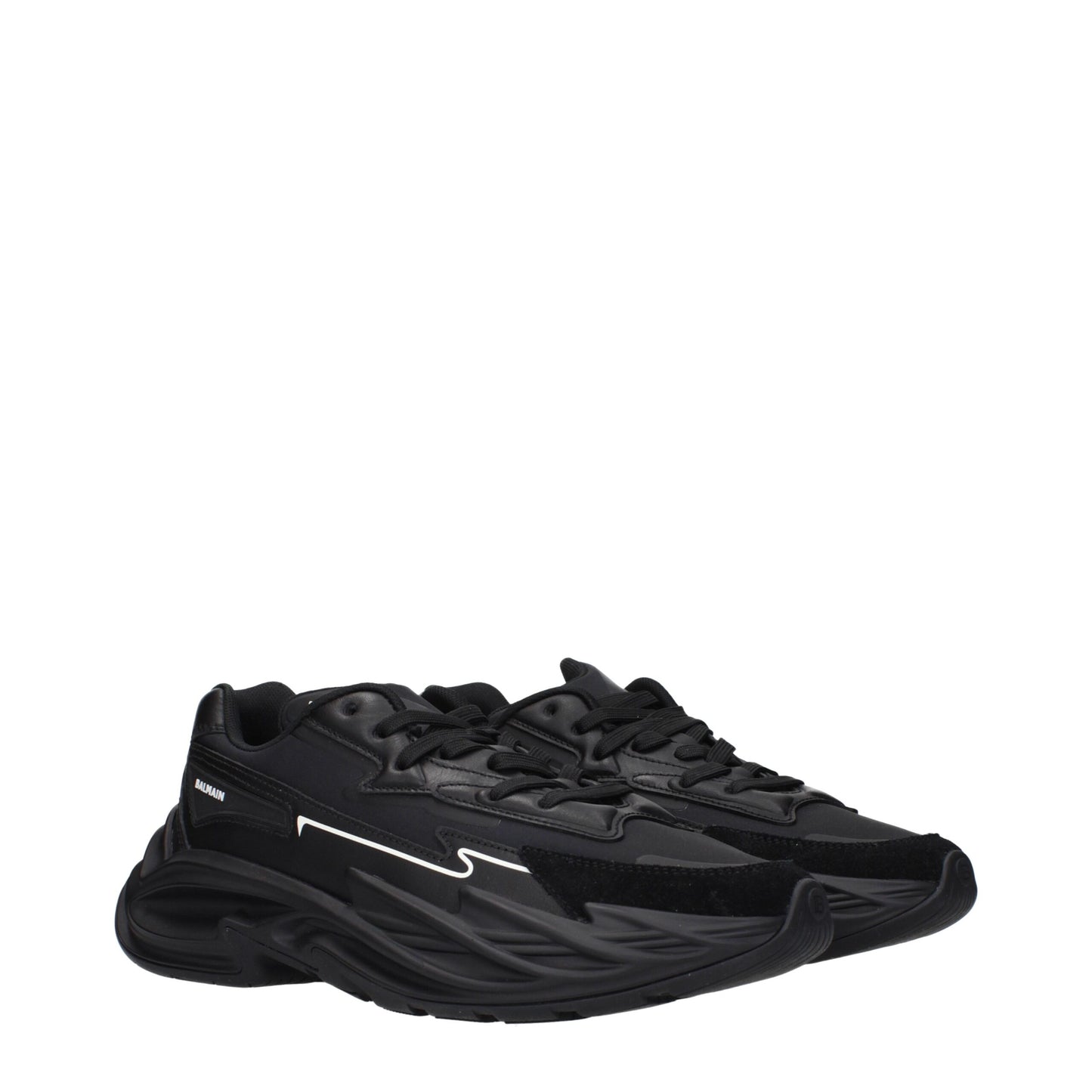 Balmain Black Leather Athletic Sneakers