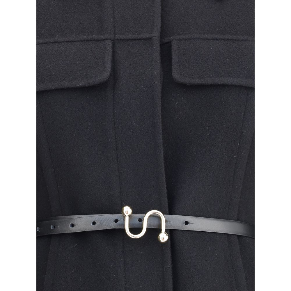 Max Mara Black Fleece Wool Coat