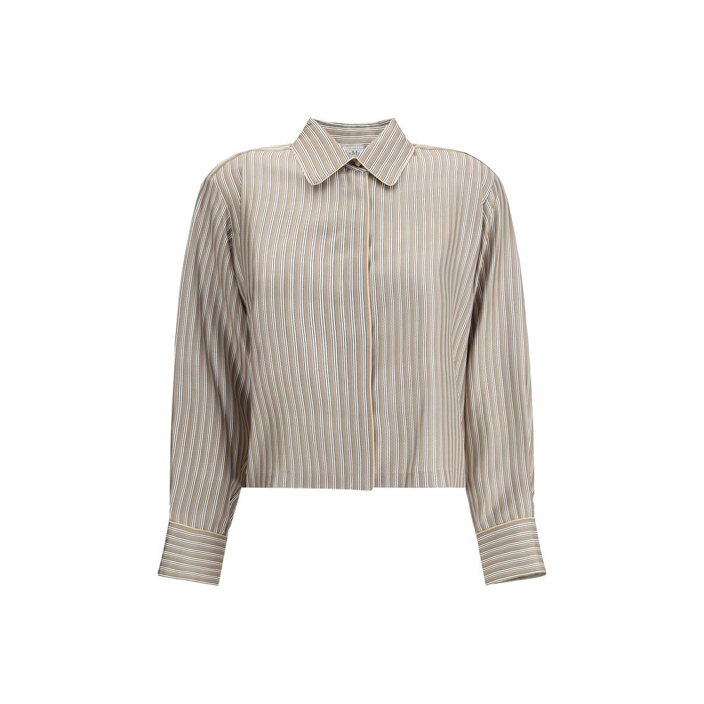 Max Mara Beige Silk Pattern Shirt