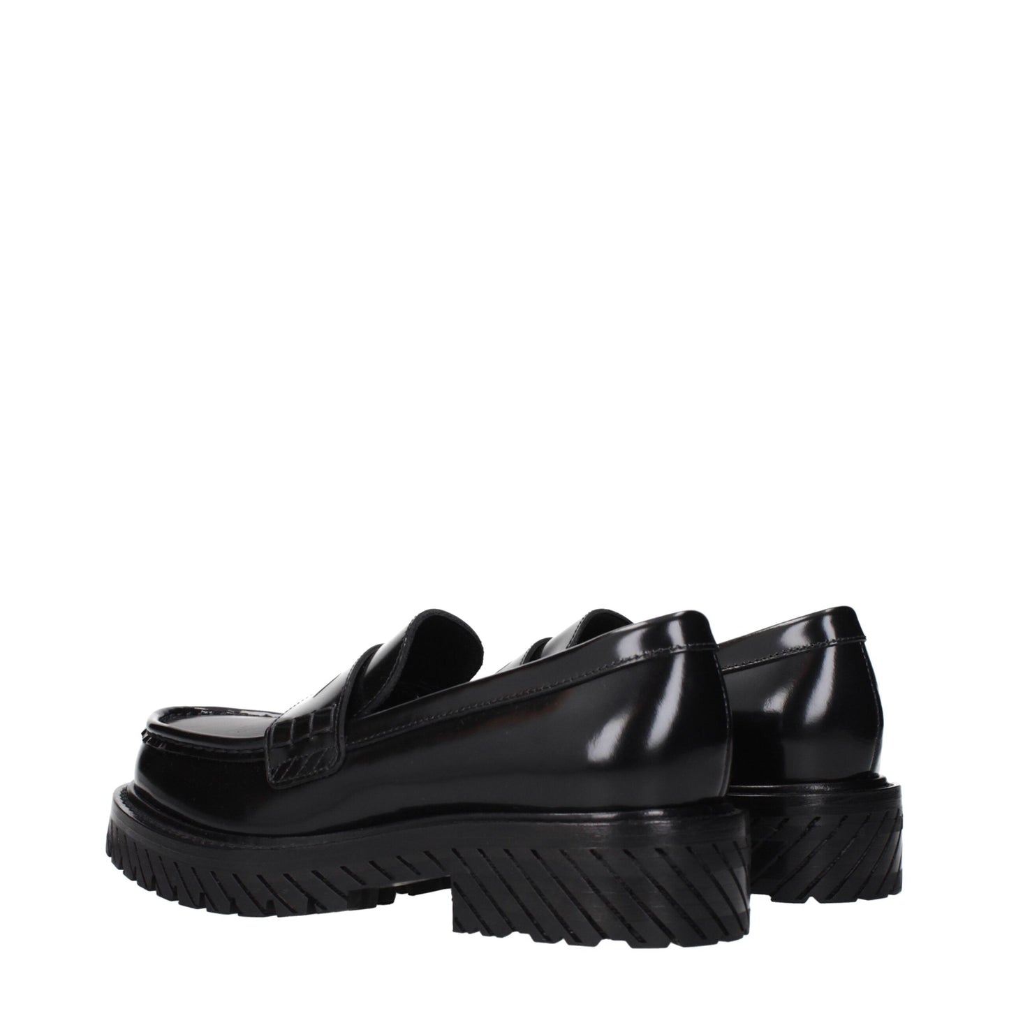 Off-White Black Leather Slip-On Loafers