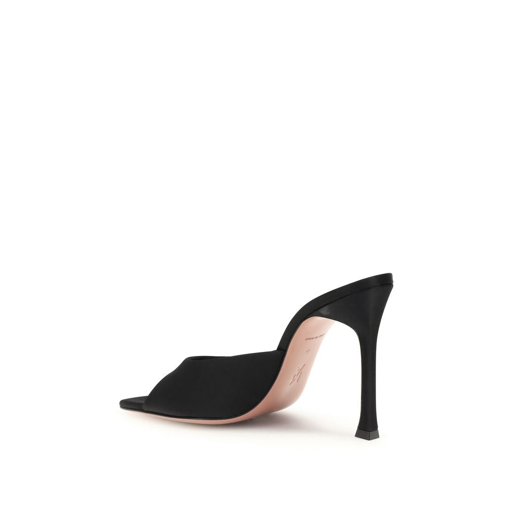 Amina Muaddi Black Calf Leather Bos Taurus High Heel Pumps