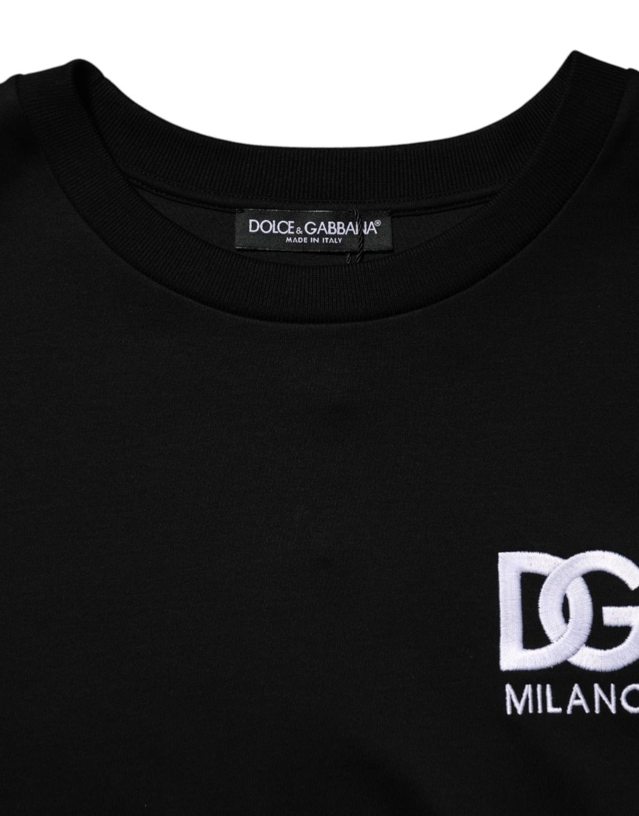Dolce & Gabbana Black Cotton DG Logo Embroidery Top  T-shirt